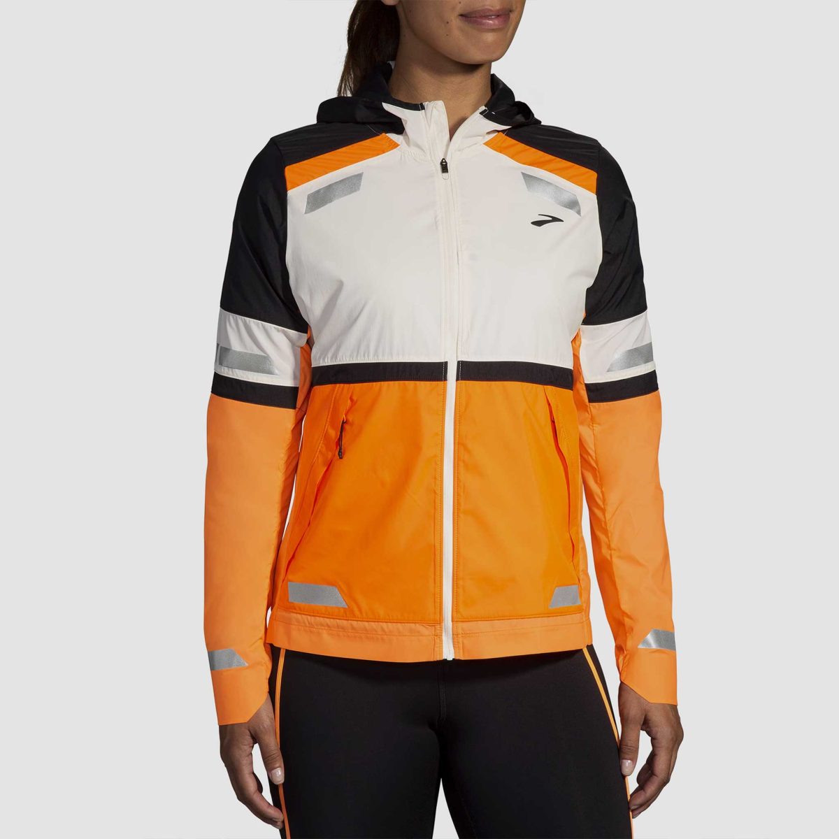 Brooks Run Visible Jacket 2.0 Women's Running Apparel Ecru/Fluoro Flash/Black, Size XL