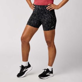 Brooks Spark 5" Short Tight Women's Running Apparel Obsidian Speedscape, Size Small