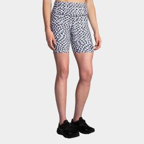 Brooks Spark 8" Short Tight Women's Running Apparel Speed Check Black & White, Size XL