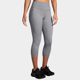 Brooks Spark Capri Women's Running Apparel Heather Charcoal, Size XL