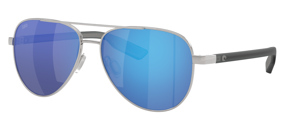 Costa Del Mar Peli 580G Glass Polarized Sunglasses - Brushed Silver/Blue Mirror