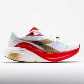 Diadora Atomo Star Unisex White/Metallic Gold/Firey Red Running Shoes Size Men's 9.5 / Women's 11 Width Medium