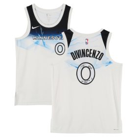 Donte DiVincenzo Minnesota Timberwolves Autographed White Nike 2024-25 City Edition Swingman Jersey with "Big Ragu" & "Can't Knock the Hustle" Inscriptions - Limited Edition #1/10