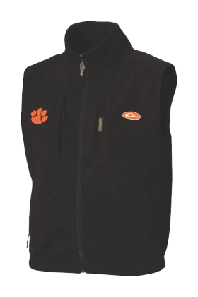 Drake Waterfowl Collegiate Windproof Layering Vest for Men - Clemson University/Black - XXL