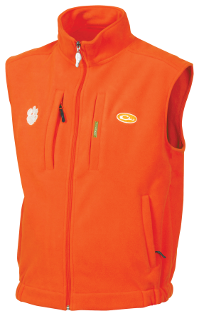 Drake Waterfowl Collegiate Windproof Layering Vest for Men - Clemson University/Orange - L