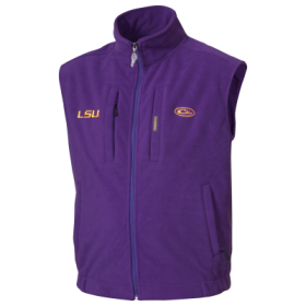 Drake Waterfowl Collegiate Windproof Layering Vest for Men - Louisiana State University/Purple - L