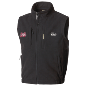 Drake Waterfowl Collegiate Windproof Layering Vest for Men - Mississippi State University/Black - XXL