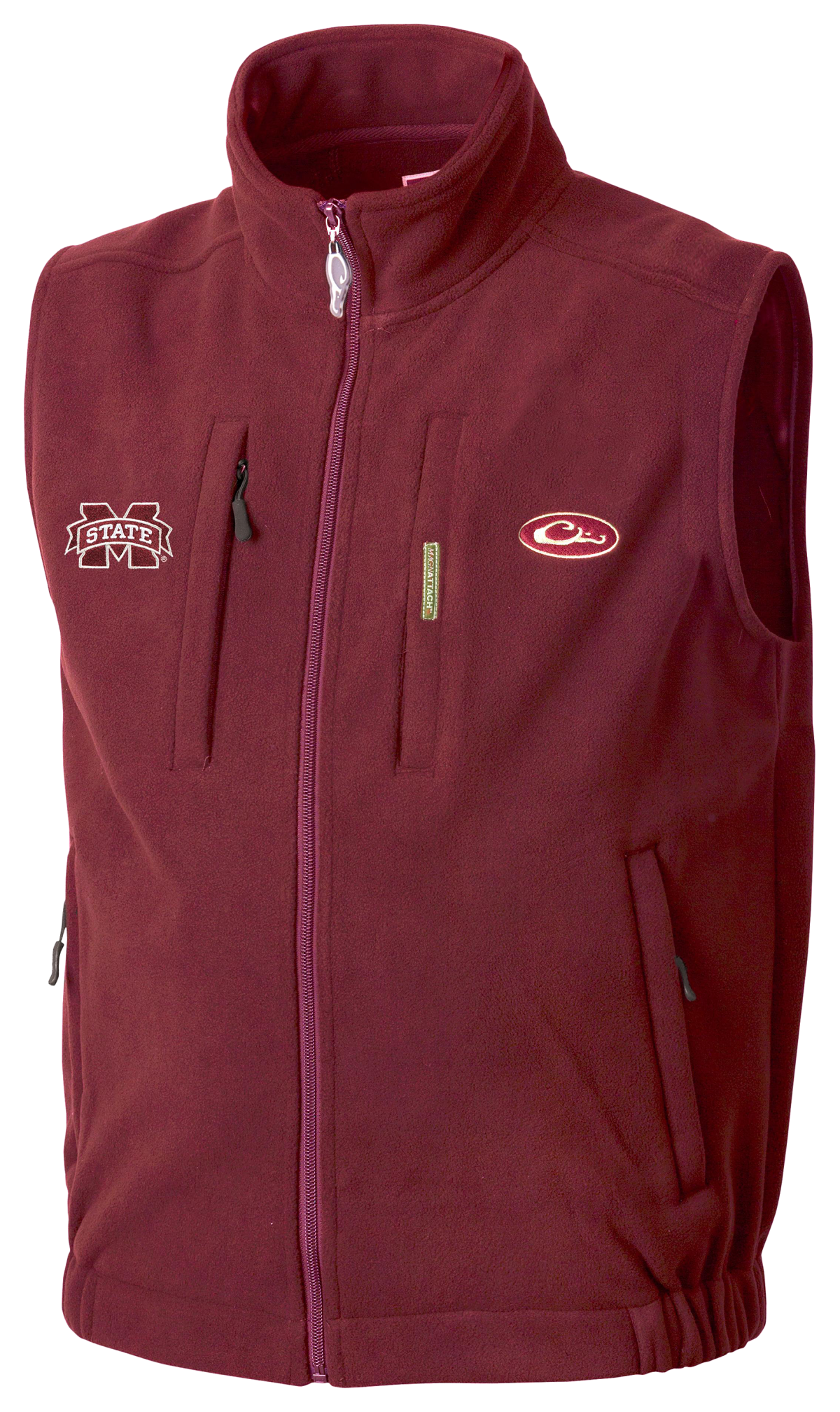 Drake Waterfowl Collegiate Windproof Layering Vest for Men - Mississippi State University/Maroon - M