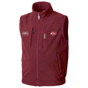 Drake Waterfowl Collegiate Windproof Layering Vest for Men - Mississippi State University/Maroon - M