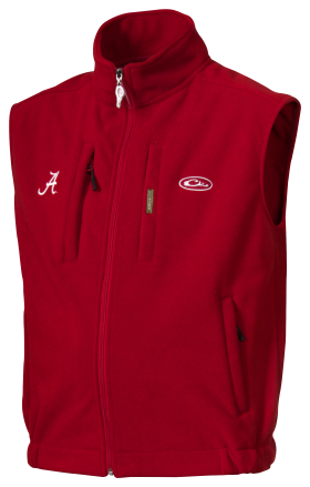 Drake Waterfowl Collegiate Windproof Layering Vest for Men - University of Alabama/Crimson - XXL
