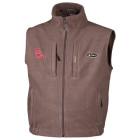 Drake Waterfowl Collegiate Windproof Layering Vest for Men - University of Mississippi/Gray - L