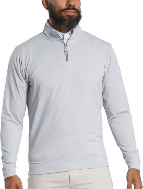 FootJoy Approach Quarter-Zip Men's Golf Pullover - Heather Grey - Grey, Size: Medium