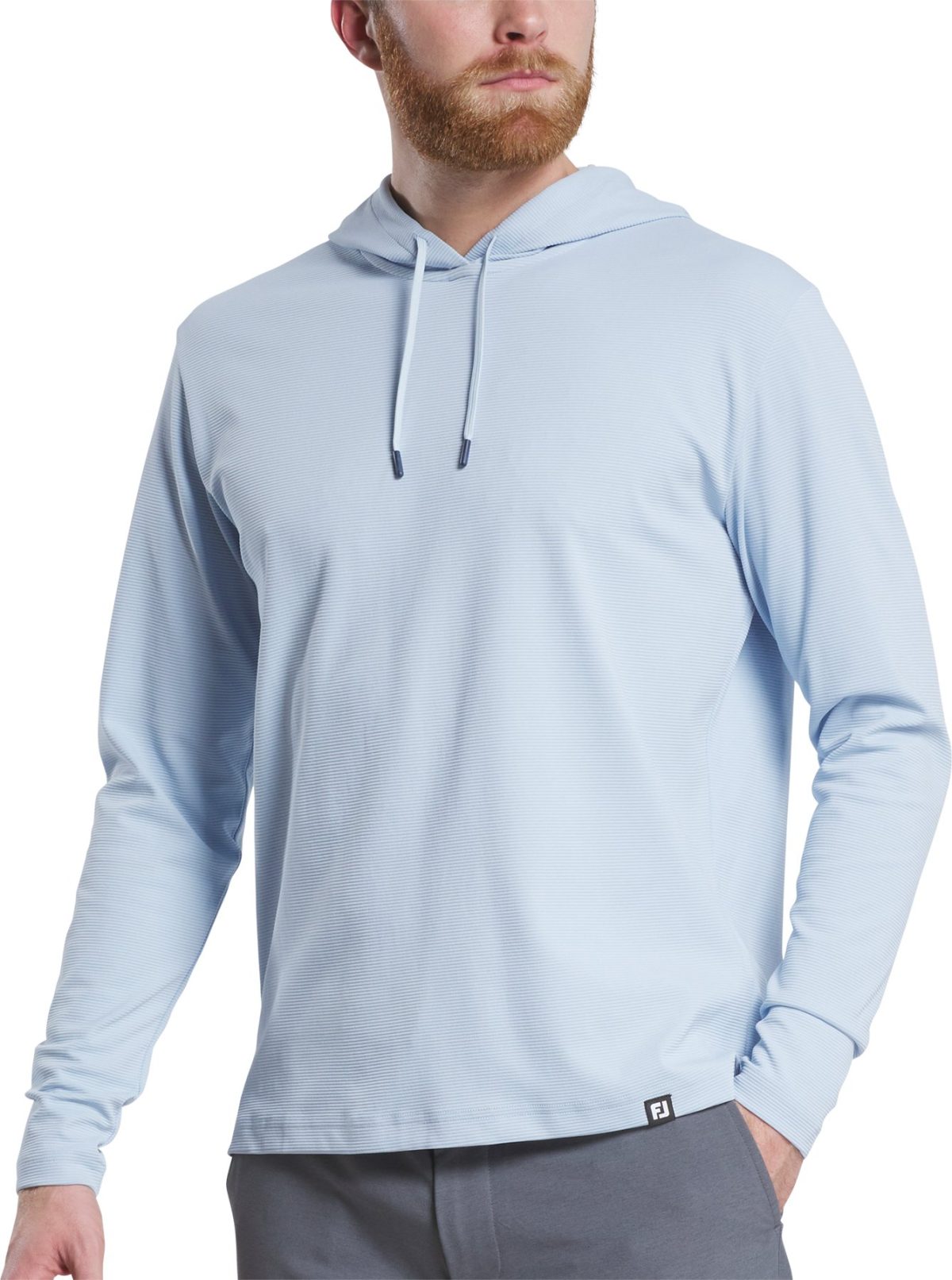 FootJoy Ottoman Jacquard Pullover Men's Golf Hoodie - Skyway - Blue, Size: Large