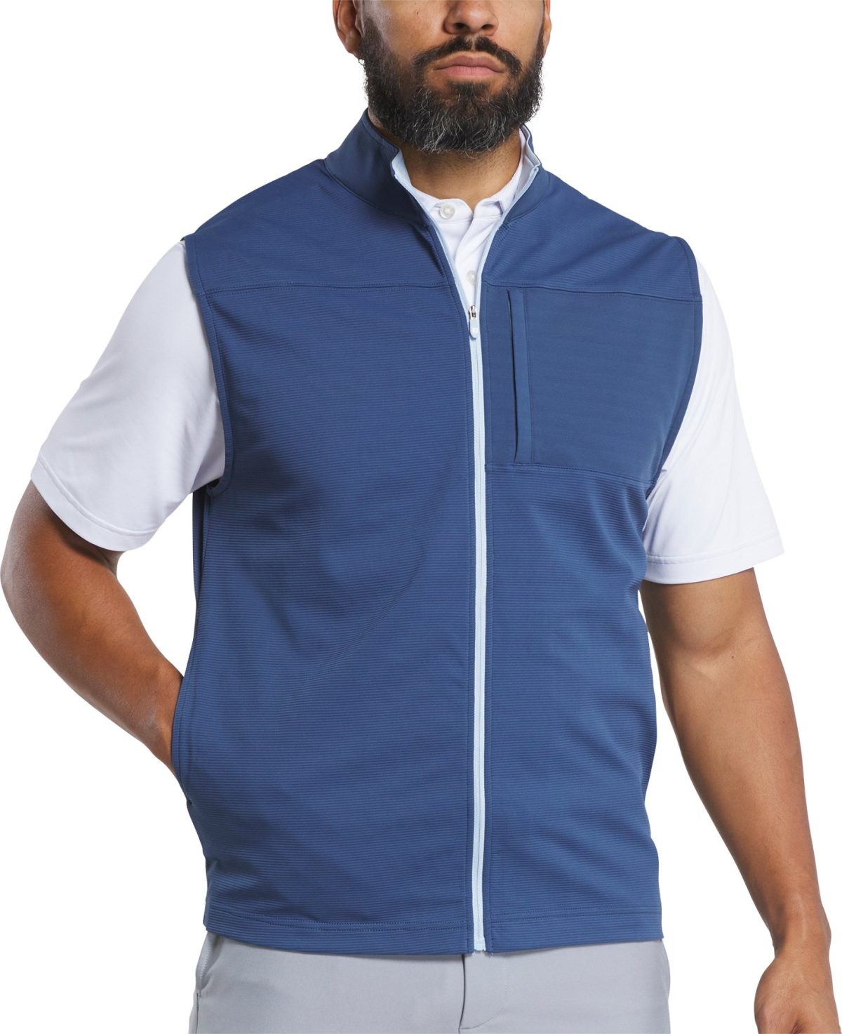 FootJoy Ottoman Knit Men's Golf Vest - Dark Denim - Blue, Size: Large