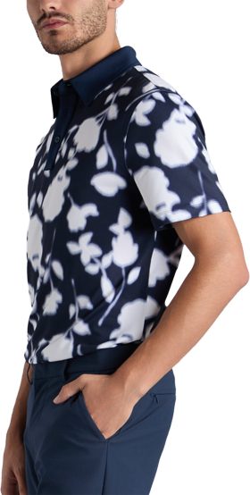 G/FORE Blur Floral Tech Jersey Men's Golf Polo - Blue, Size: XXL