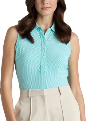 G/FORE Womens Fine Tech Engineered Stripe Sleeveless Golf Polo - Black, Size: Large