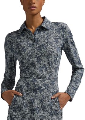 G/FORE Womens Hydrangea Silky Tech Nylon Long Sleeve Golf Polo - Blue, Size: X-Large