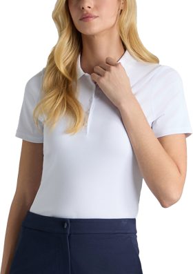 G/FORE Womens Ribbed Tech Nylon Golf Polo Shirt - Snow - White, Size: Large