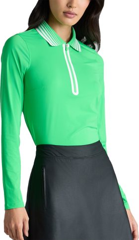 G/FORE Womens Silky Tech Nylon Quarter Zip Long Sleeve Golf Polo Shirt - Green, Size: Large