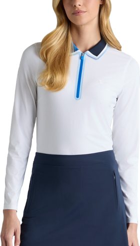 G/FORE Womens Silky Tech Nylon Quarter Zip Long Sleve Golf Polo Shirt - White, Size: Large