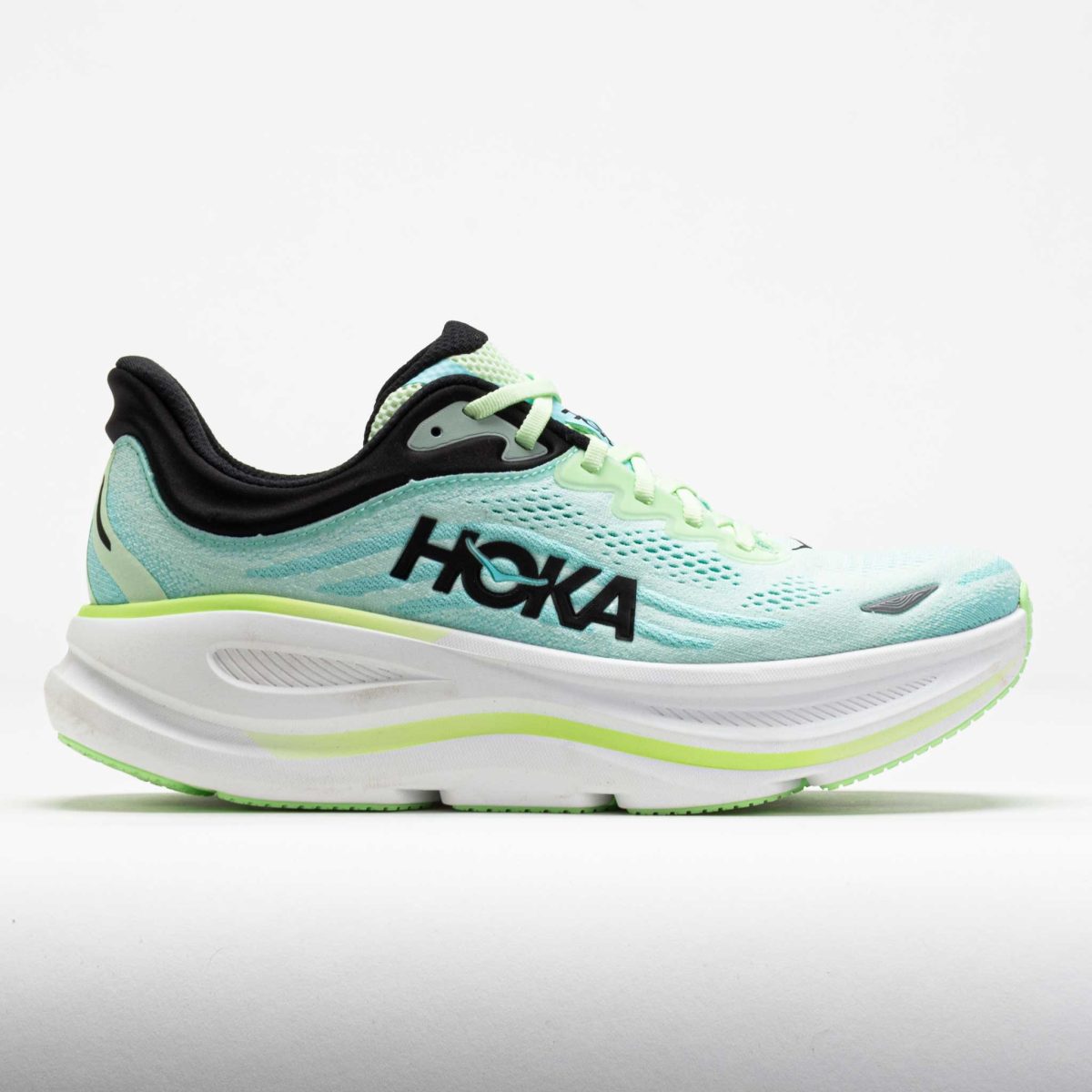 HOKA Bondi 9 Men's Running Shoes Luna Moth/Blue Spark Size 8.5 Width D - Medium