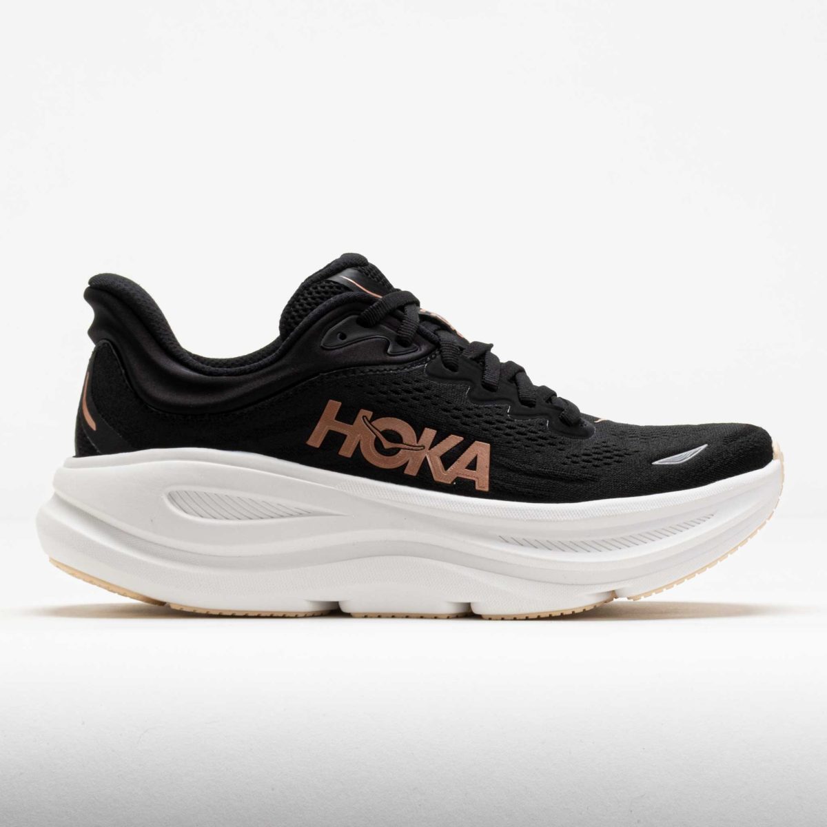 HOKA Bondi 9 Women's Running Shoes Black/Rose Gold Size 9.5 Width B - Medium