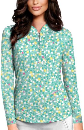 Jamie Sadock Womens Cubo Sunsense Long Sleeve Golf Top - Green, Size: Large