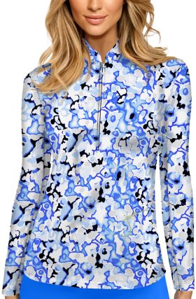 Jamie Sadock Womens Dreamscape Sunsense Long Sleeve Golf Top - - Blue, Size: Large