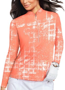 Jamie Sadock Womens Industrial Sunsense Long Sleeve Golf Top - Orange, Size: X-Small