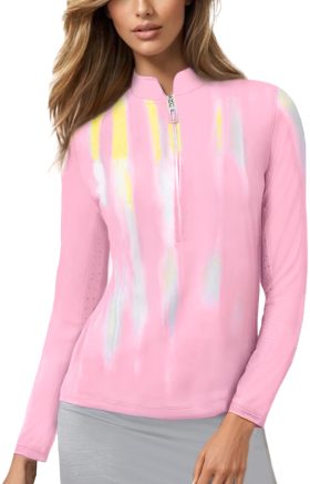 Jamie Sadock Womens Kinetic Sunsense Long Sleeve Golf Top - Pink, Size: X-Small