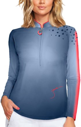 Jamie Sadock Womens Luminous Sunsense Long Sleeve Golf Top - Blue, Size: Large