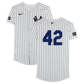 Jazz Chisholm Jr. New York Yankees Game-Used #42 White Nike Pinstripe Jersey vs. Kansas City Royals on April 15, 2025 - Jackie Robinson Day