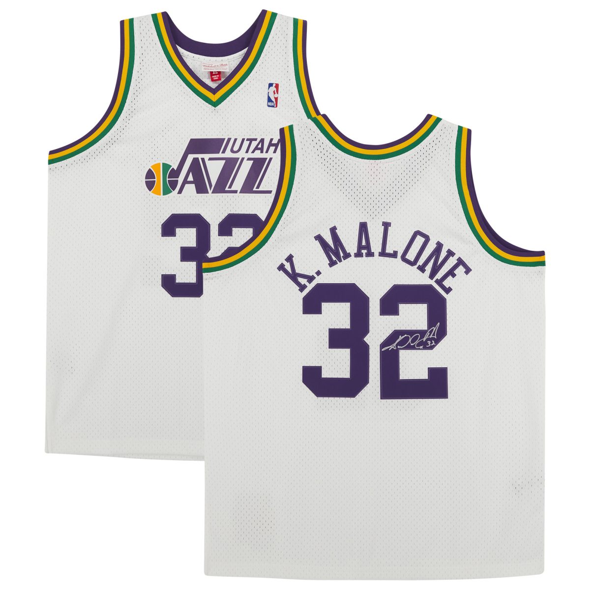 Karl Malone Utah Jazz Autographed Mitchell & Ness 1991-92 Hardwood Classics Jersey