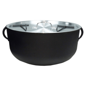King Kooker 4-Gallon Cast-Iron Flat-Bottomed Pot with Aluminum Lid