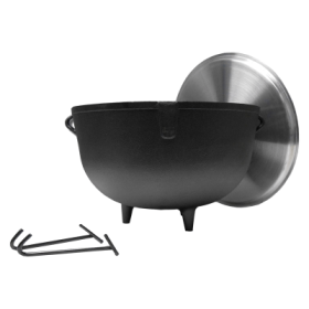 King Kooker Pre-Seasoned 10-Gallon Cast Iron Jambalaya Pot with Feet and Lifting Hooks