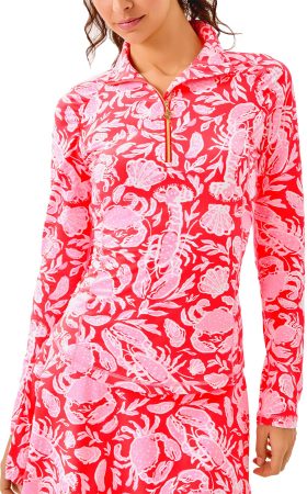 Lilly Pulitzer Womens UPF 50+ Luxletic Justine Half-Zip Golf Pullover - Pink, Size: X-Small
