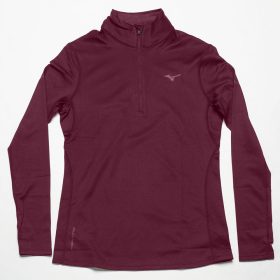 Mizuno Breath Thermo Half Zip Women's Running Apparel Red Plum, Size Large