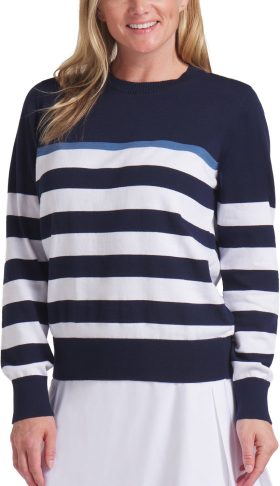 PUMA Womens Resort Stripe Golf Sweater - Blue, Size: XXL