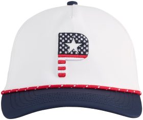 PUMA x Voltion Pars And Stripes Five Panel Snapback Men's Golf Hat - White, Size: One Size