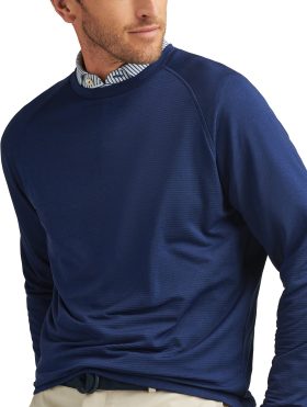 Peter Millar Beaumont Performance Crew Men's Golf Sweater - Blue, Size: Large