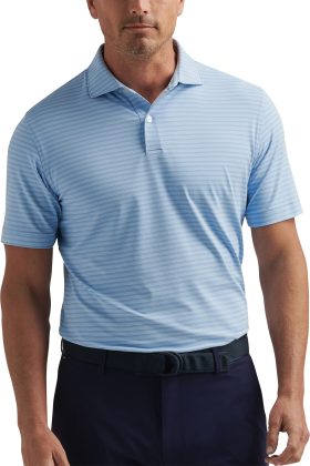 Peter Millar Bridge Performance Jersey Men's Golf Polo - Blue, Size: Large