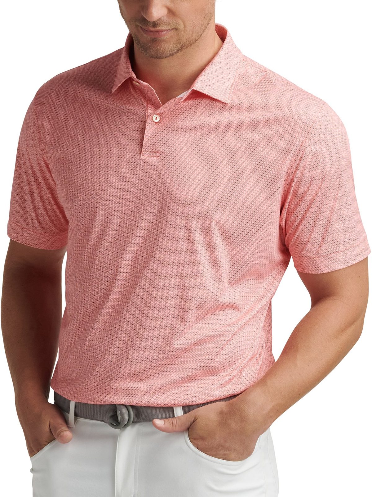 Peter Millar Featherweight Geo Links Men's Golf Polo - Pink, Size: Large