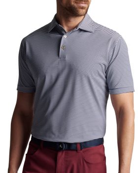 Peter Millar Hales Performance Jersey Men's Golf Polo - Blue, Size: Large
