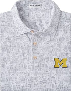 Peter Millar University of Michigan Out of Bounds Performance Jersey Men's Golf Polo - White, Size: XXL