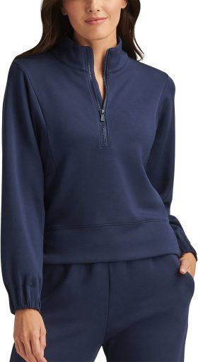 Peter Millar Womens Flora Knit Half-Zip Golf Pullover - Blue, Size: Large