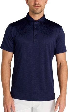 REDVANLY Rodin Jacquard Men's Golf Polo - Blue, Size: Medium