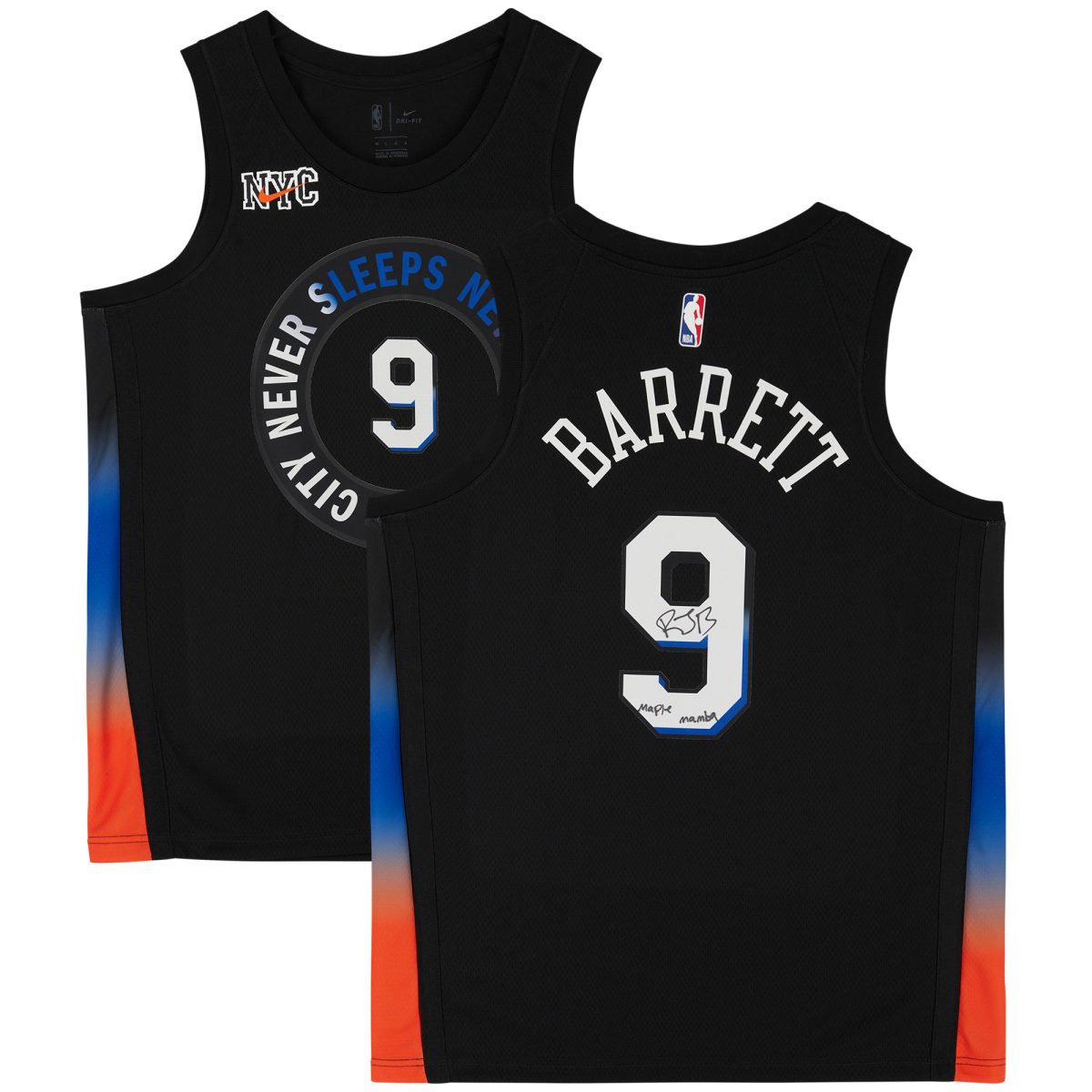 RJ Barrett New York Knicks Autographed Nike 2020-21 City Edition Swingman Jersey with Inscription