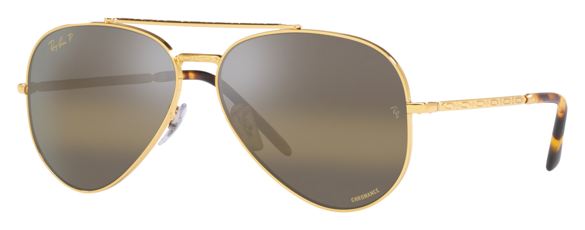 Ray-Ban New Aviator RB3625 Chromance Mirror Glass Polarized Sunglasses - Legend Gold/Dark Brown Chromance Mirror - Large
