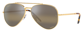 Ray-Ban New Aviator RB3625 Chromance Mirror Glass Polarized Sunglasses - Legend Gold/Dark Brown Chromance Mirror - Large