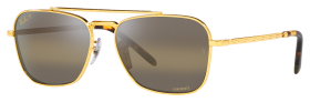 Ray-Ban New Caravan RB3636CH Chromance Glass Polarized Sunglasses - Polished Gold/Silver/Brown Chromance - Medium